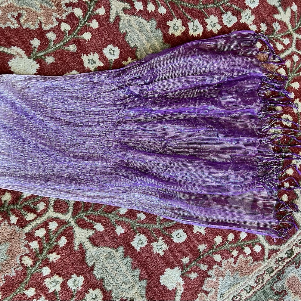 Purple Textured Fringe Scarf - Unbranded - Picture 4 of 5